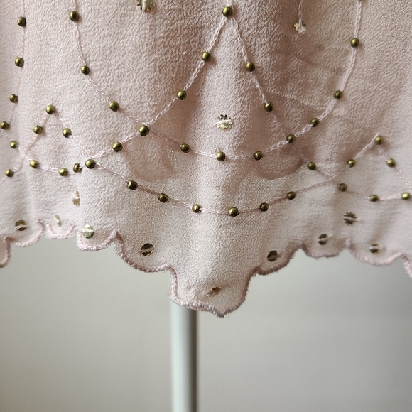 Reiss silk blouse w/ beading, silk lining - sz 10 - Picture 9 of 14